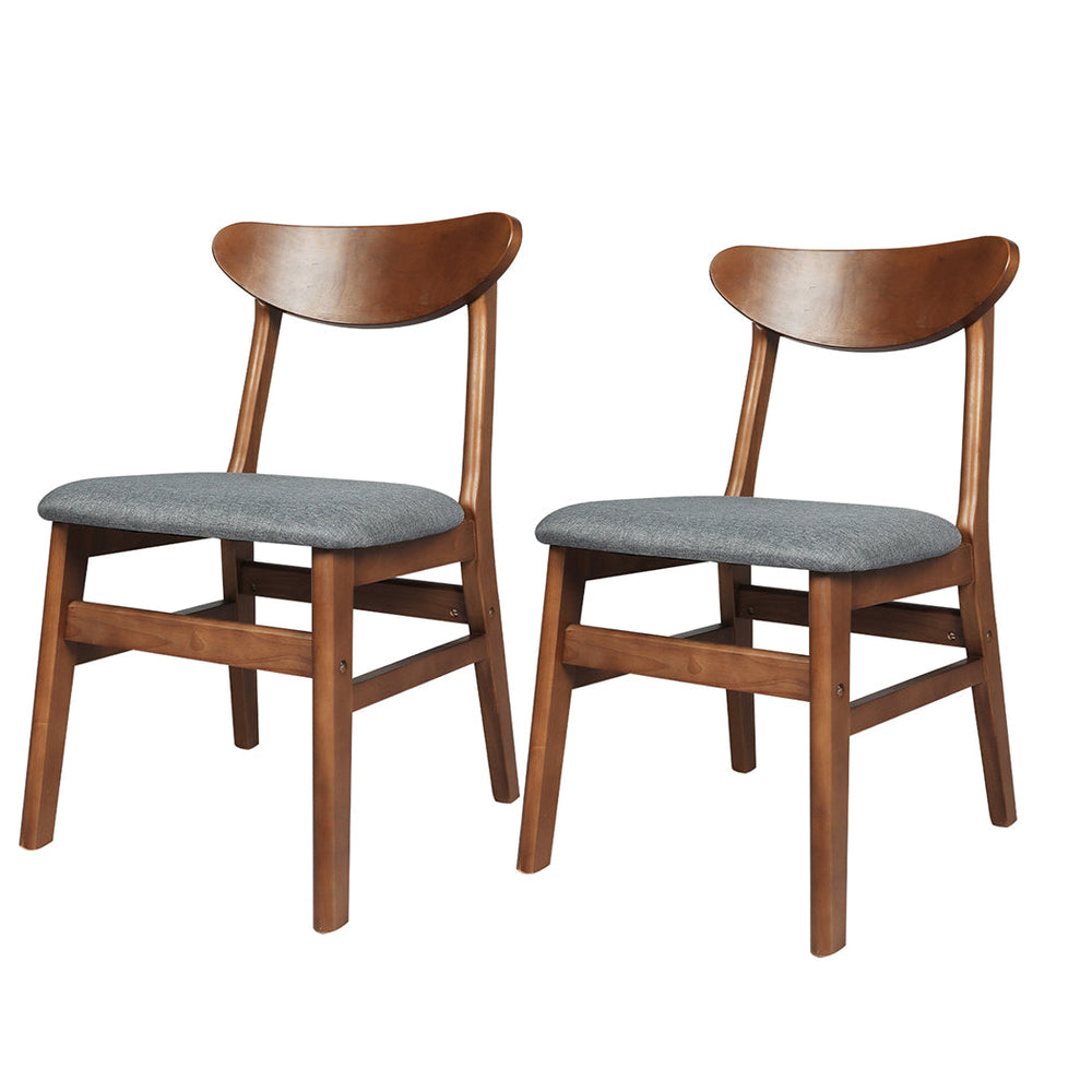 Levede 2x Dining Chairs Kitchen Chair Natural Wood Linen Fabric Cafe Lounge Seat