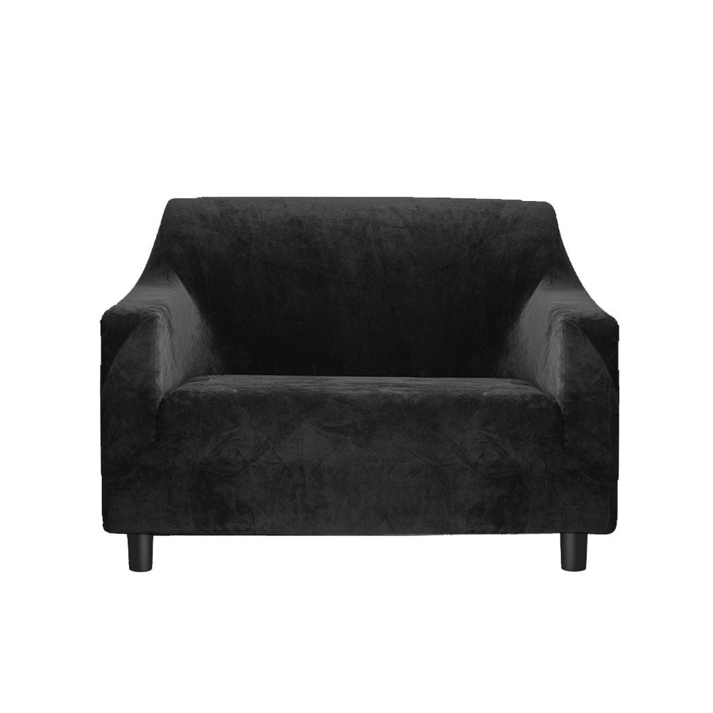 Marlow Sofa Covers 1 Seater High Stretch Slipcover Protector Couch Cover Black