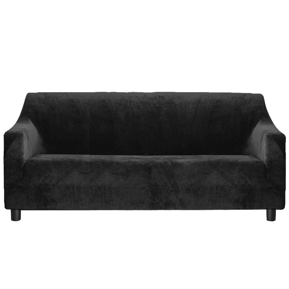 Marlow Sofa Covers 4 Seater High Stretch Slipcover Protector Couch Cover Black