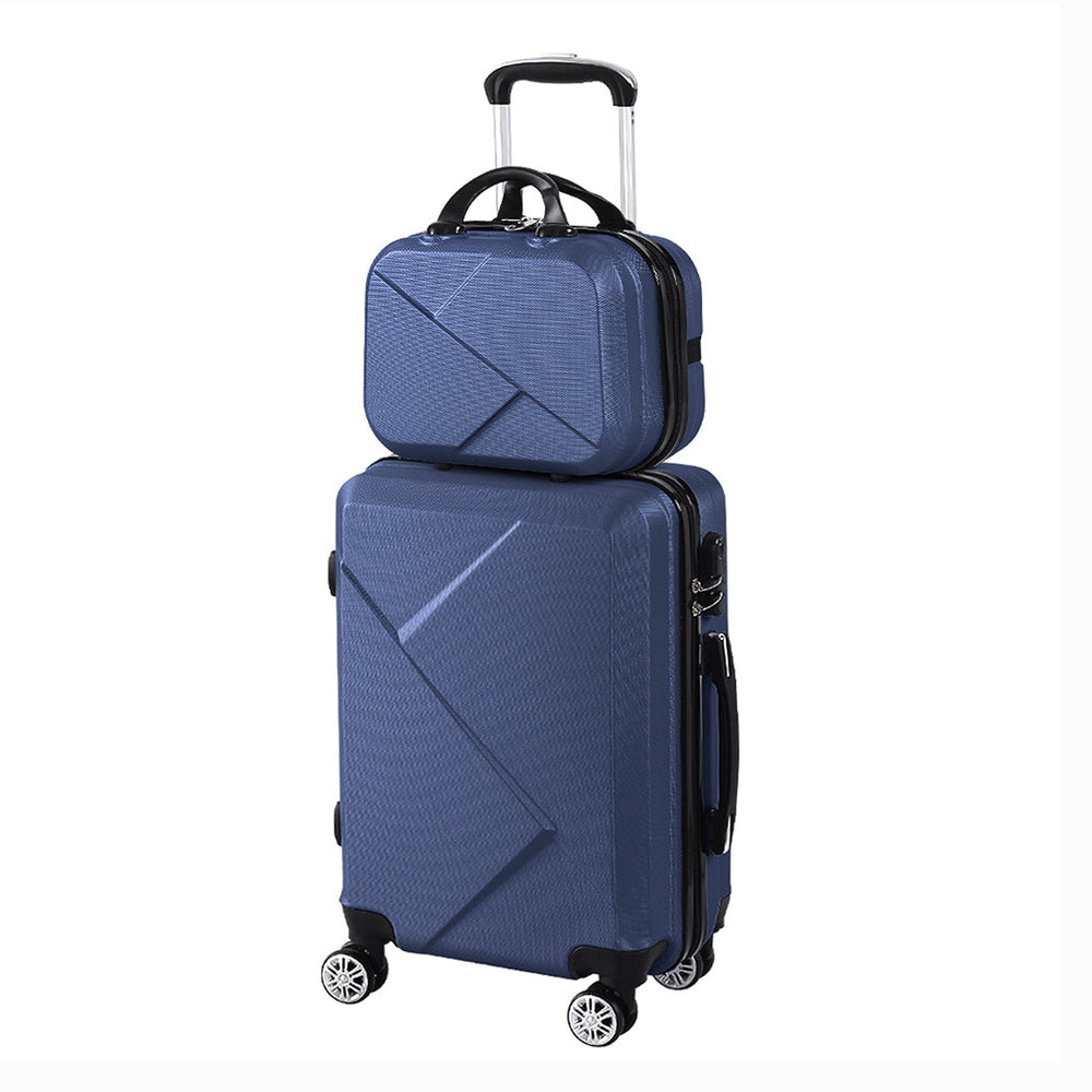 Slimbridge 2pcs 20&quot;Travel Luggage Set 12&quot;Hand Carry On Bag Suitcase Case Navy