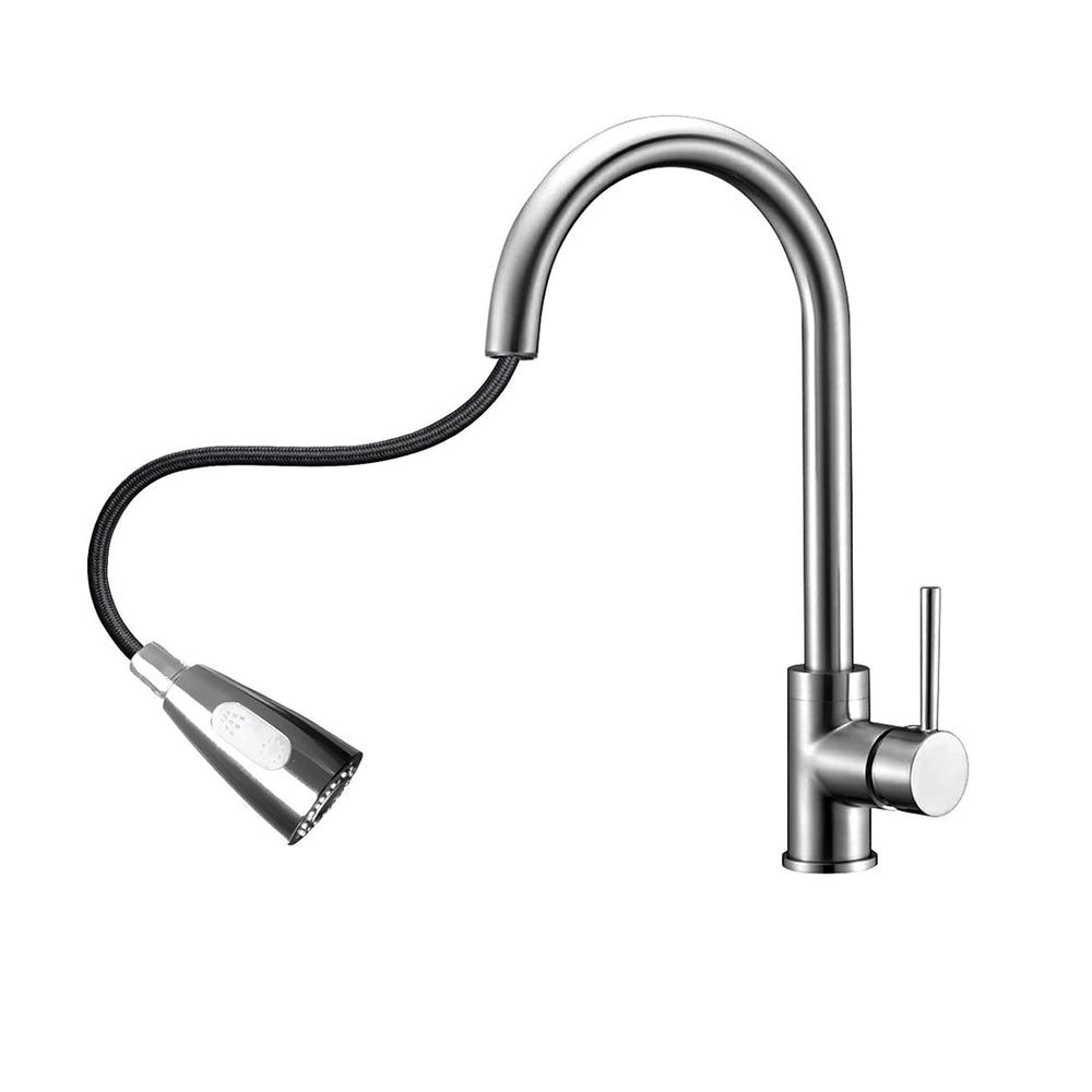 Traderight Group  Kitchen Mixer Tap Sink Taps Faucet Extender Pull Out Brass Basin Swivel Silver