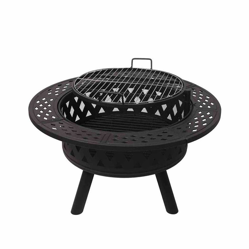 Moyasu Fire Pit BBQ Grill Outdoor Fireplace Camping Firepit Steel Portable 38&quot;