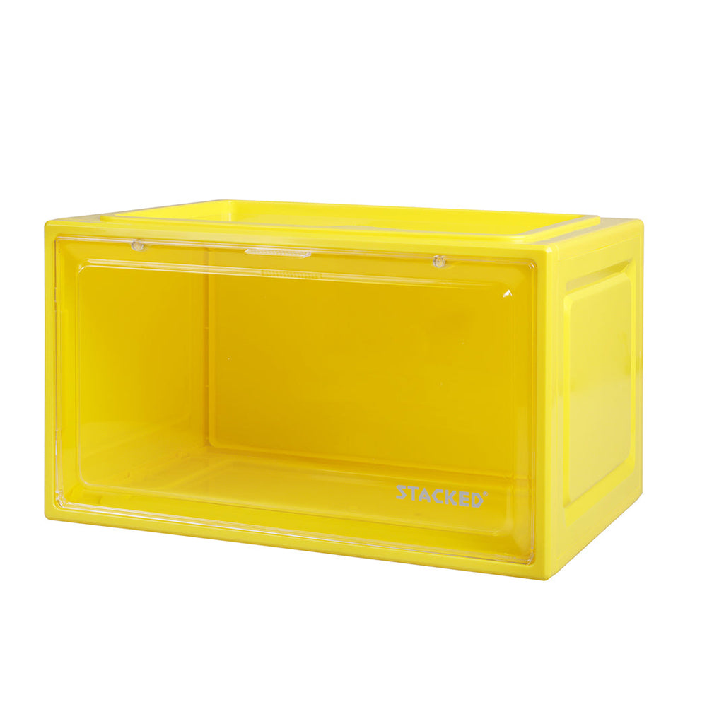 Stacked Sneaker Display Case Clear Shoe Storage Box Stackable Magnetic  Yellow