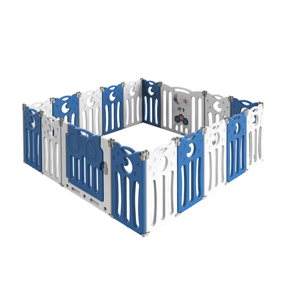 Bopeep Kids Baby Playpen Foldable Child Safety Gate Toddler Fence 18 Panels Blue