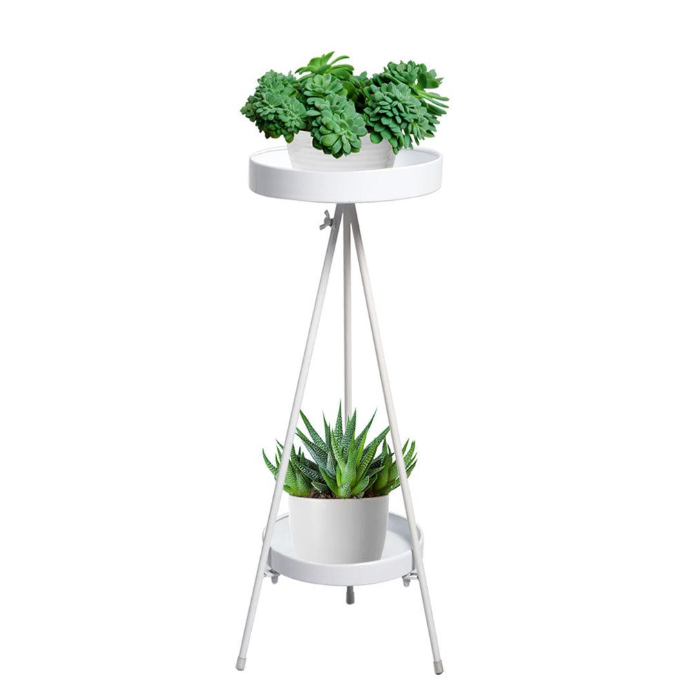 Levede Plant Stand 2 Tiers Outdoor Indoor Metal Flower Pots Rack Garden White