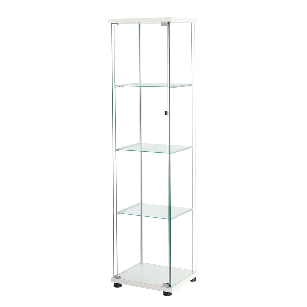 Stacked Display Cabinet Tempered Glass 4 Tier Shelves Magnetic Door 164cm Tall