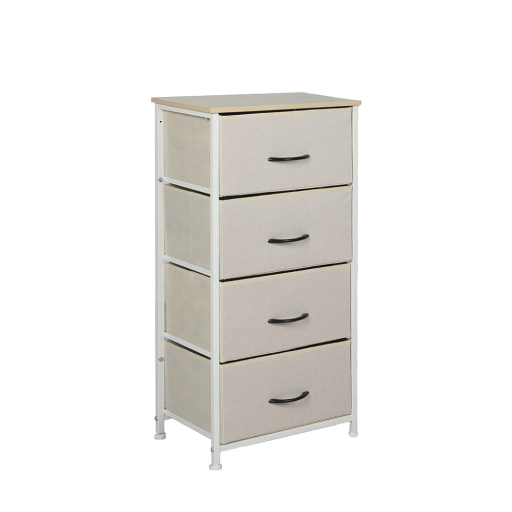 Levede Storage Cabinet Tower Chest of Drawers Dresser Tallboy 4 Drawer Beige