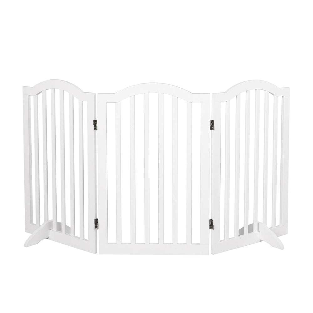 Pawz Wooden Pet Gate Dog Fence Safety Stair Barrier Security Door 3 Panels White