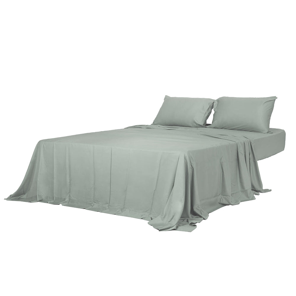 Dreamz Fitted Sheet Set Pillowcase Bamboo King Grey Summer 4PCS