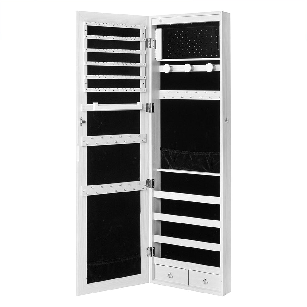 Levede Mirror Jewellery Cabinet LED Light Lockable Box Jewelry Storage Organiser