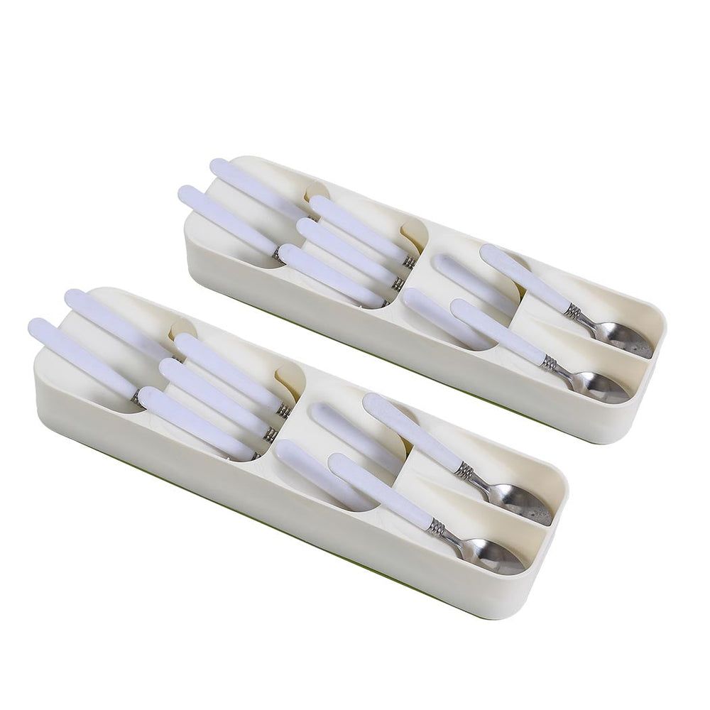 Traderight Group  2x Cutlery Organiser Drying Tray Kitchen Drawer Organizer Spoon Divider Box