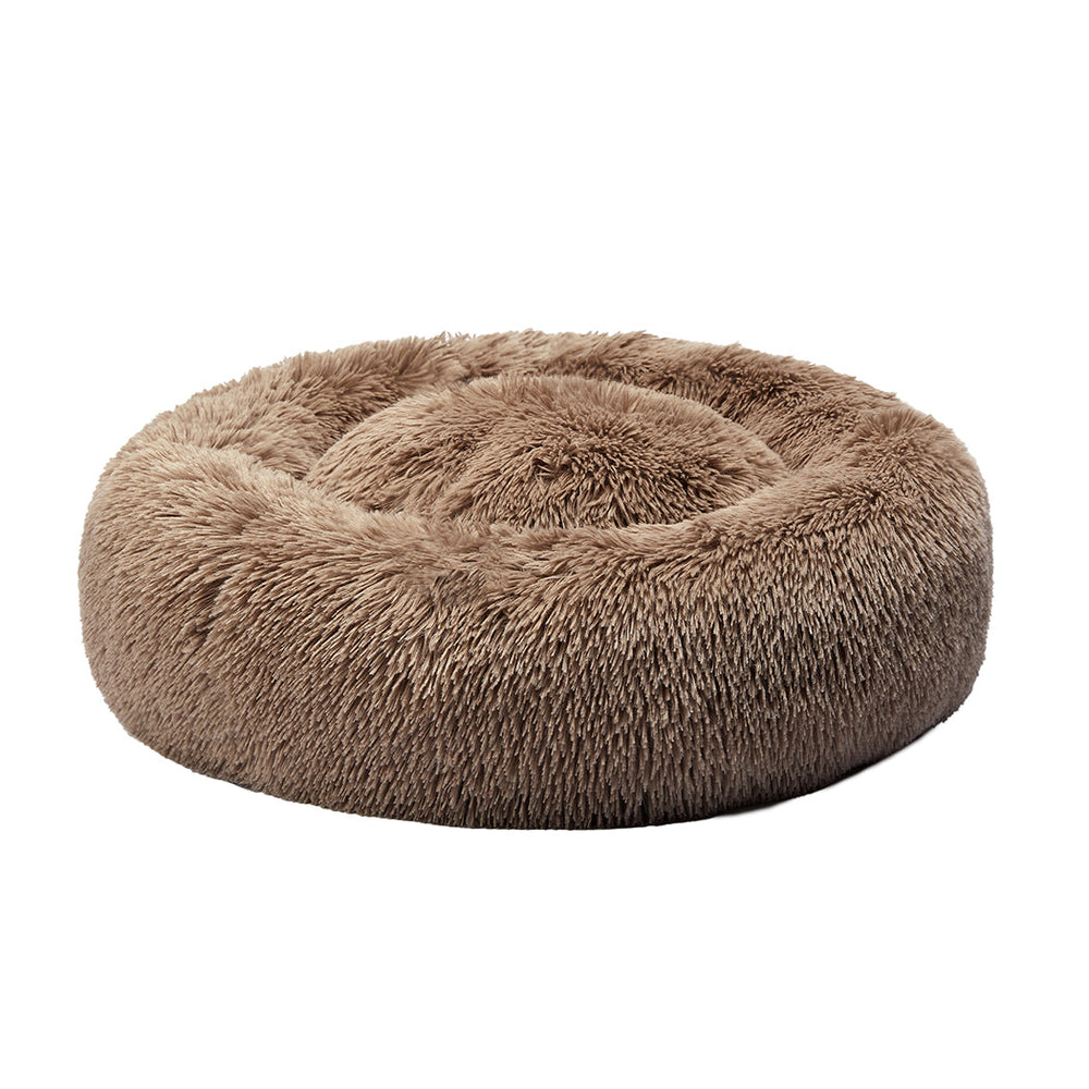 Pawz Pet Bed Cat Dog Donut Nest Calming Mat Kennel Cave Deep Sleeping Brown XXXL