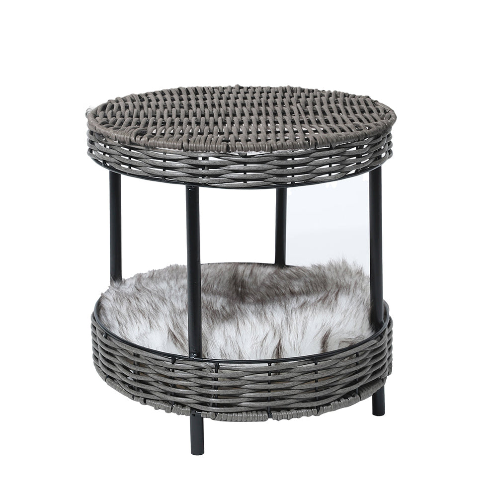 Pawz Rattan Pet Bed Elevated Raised Cat Dog House Wicker Basket Kennel Table