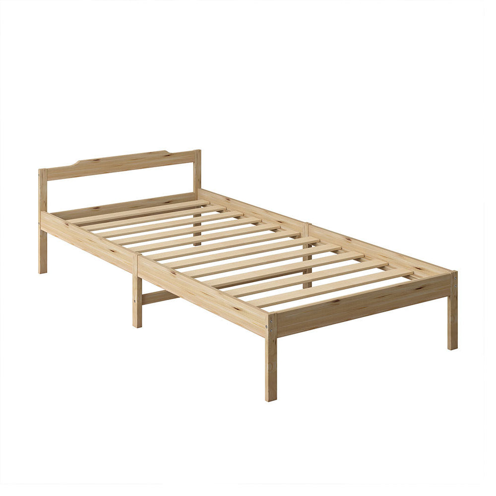 Levede Wooden Bed Frame King Single Mattress Base Solid Timber Pine Wood Natural