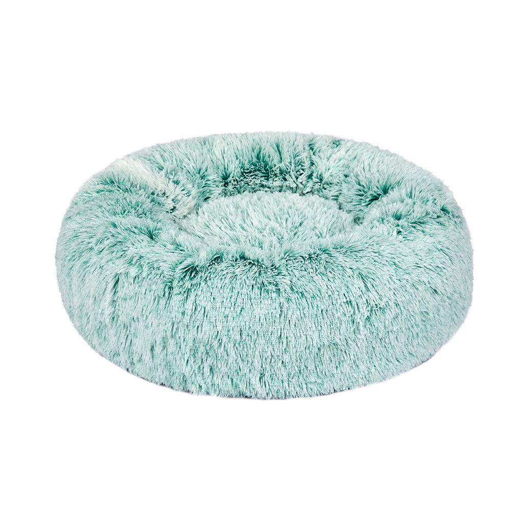 Pawz Pet Bed Cat Dog Donut Nest Calming Mat Soft Plush Kennel Teal M