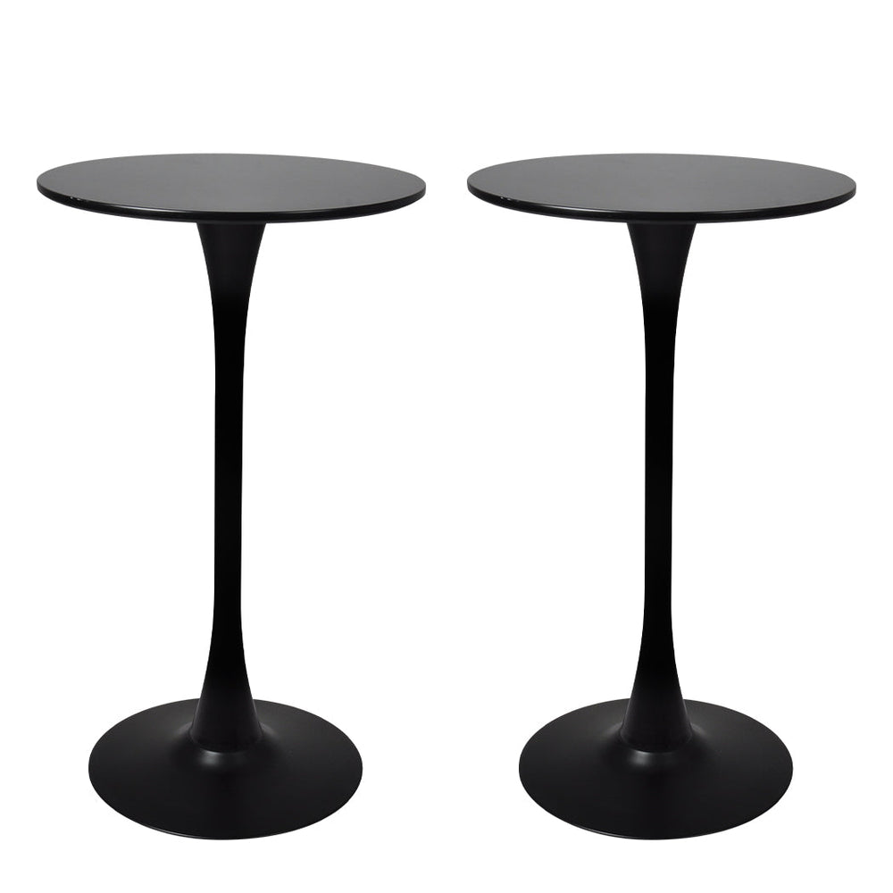 Levede 2x Round Bar Table Pub Tables Kitchen Marble Tulip Metal Base Black
