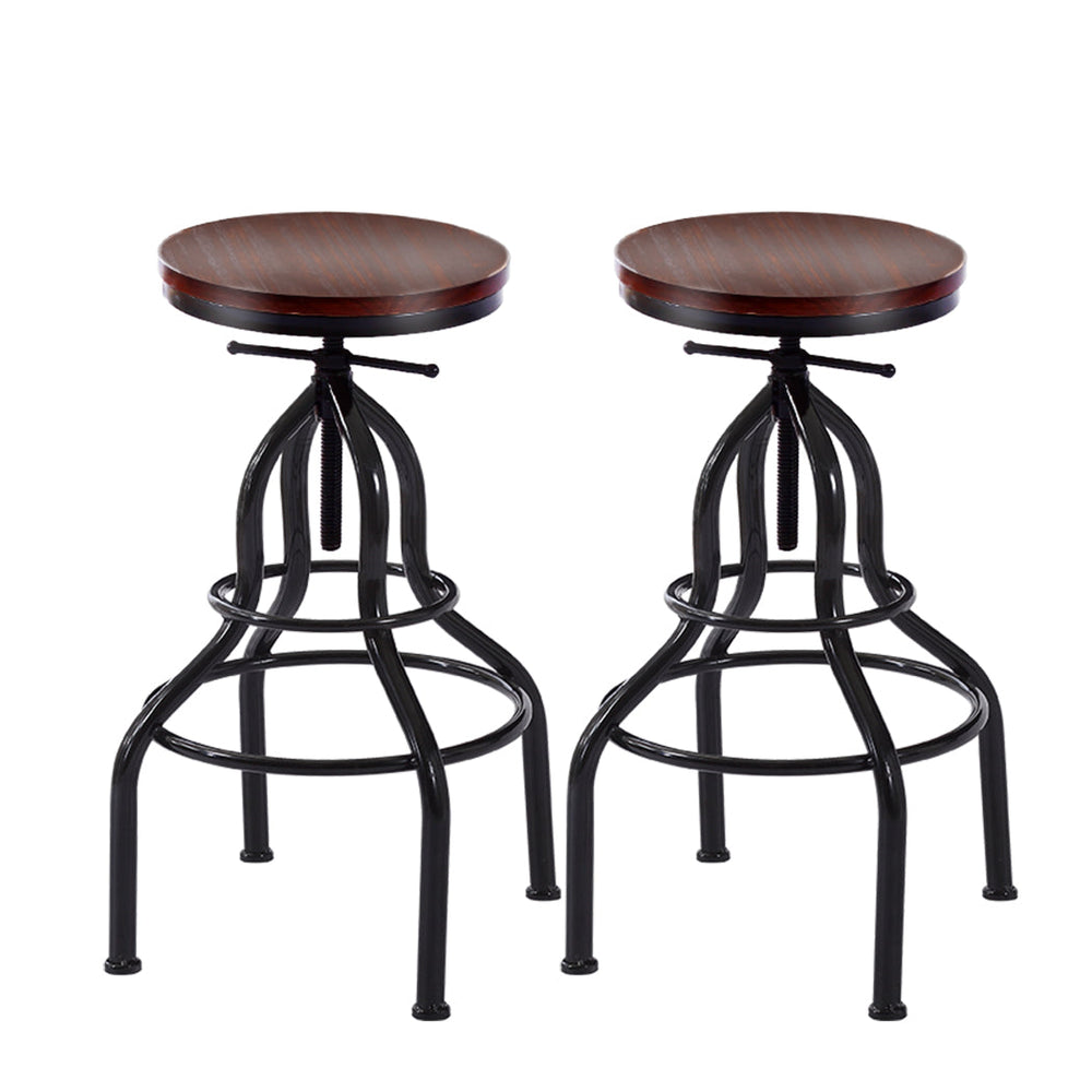 Levede 2x Industrial Bar Stools Kitchen Stool Counter Wooden Barstools Swivel
