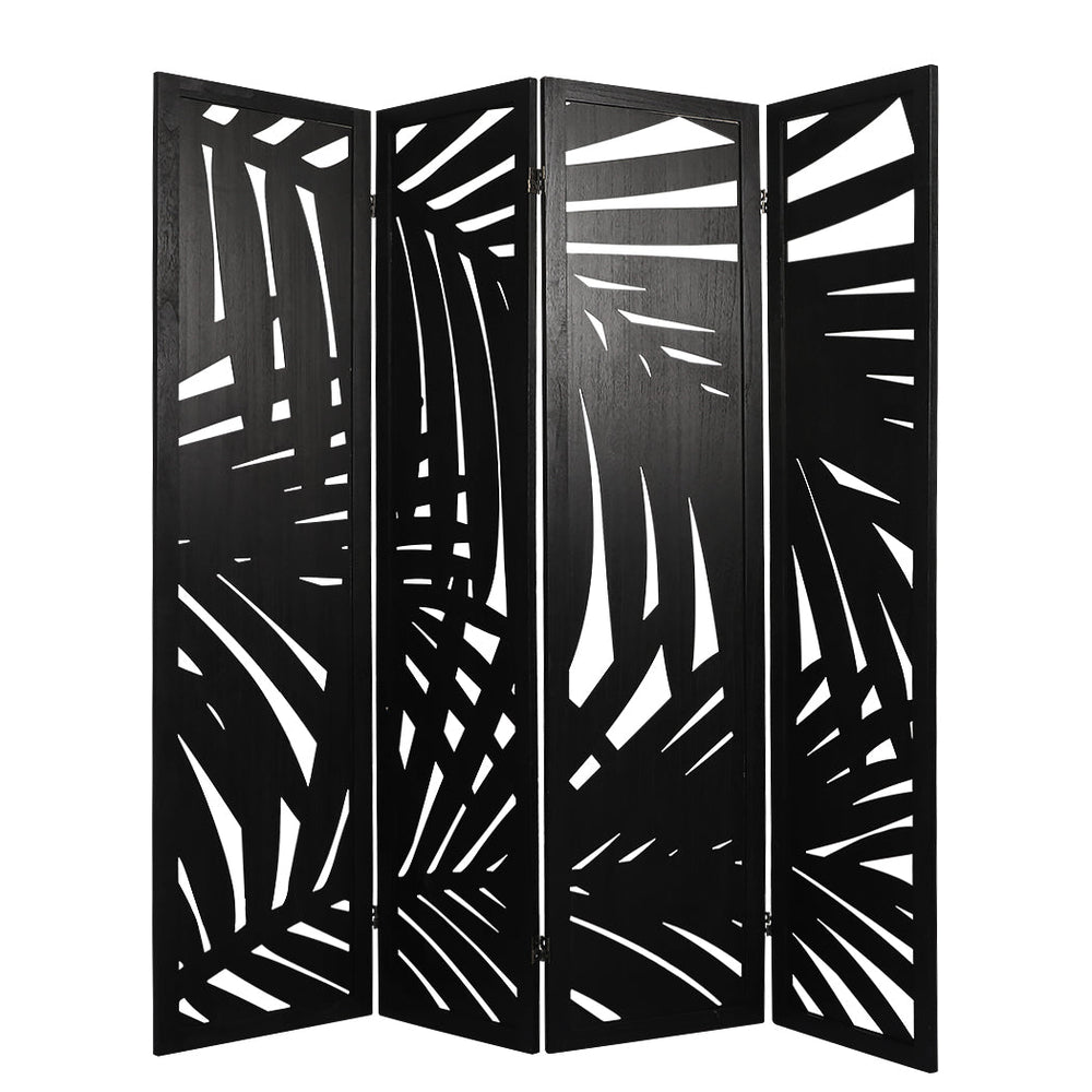 Levede 4 Panel Partition Room Divider Folding Screen Wood Black 170X160CM