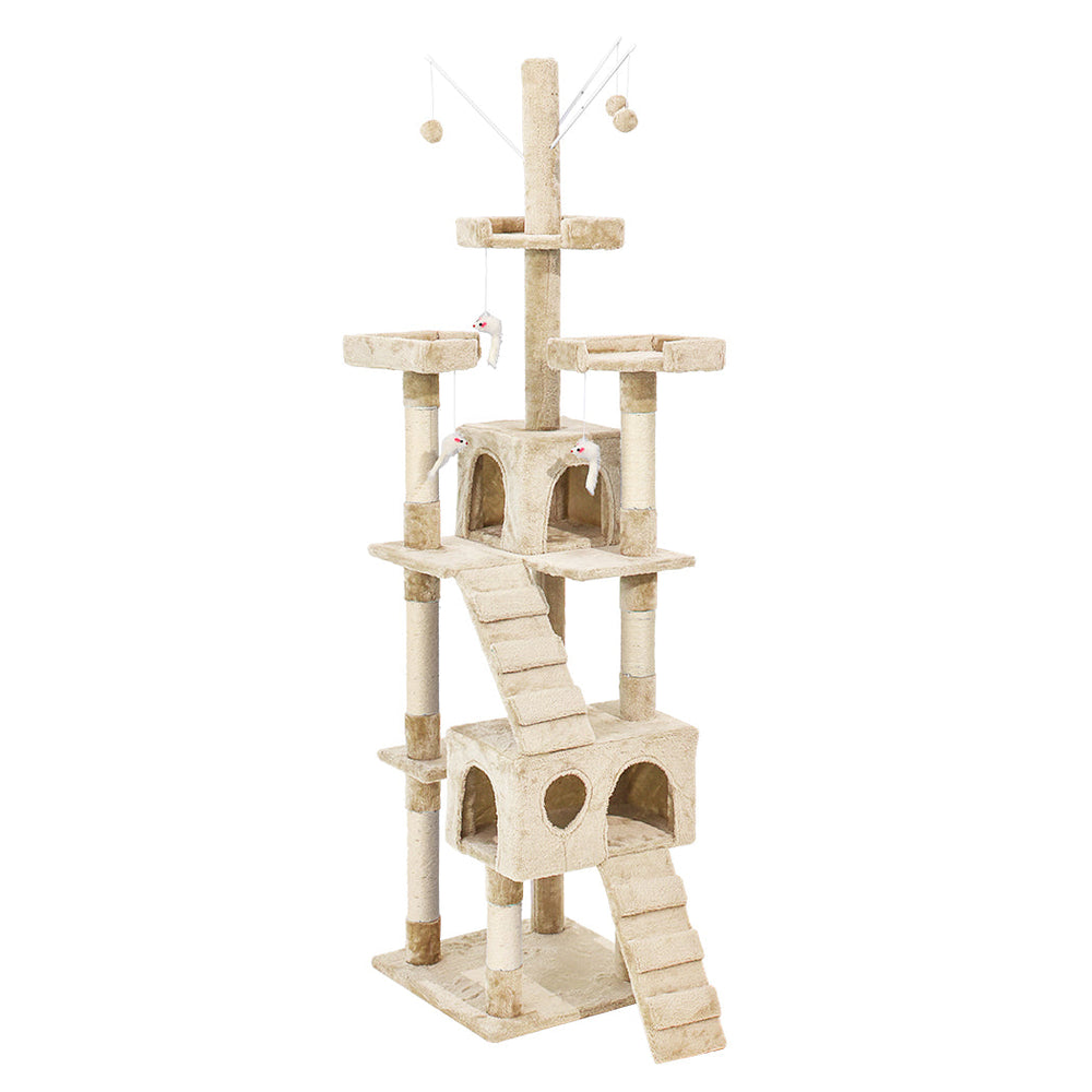 Pawz Cat Tree Scratching Post Scratcher Tower Condo House Furniture Cream 210cm