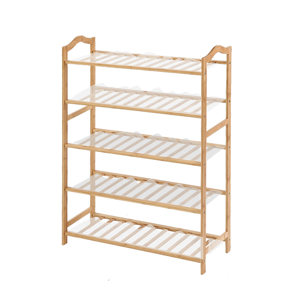 Levede Bamboo Shoe Rack Storage Wooden Organizer Shelf Stand 5 Tiers Layers 70cm