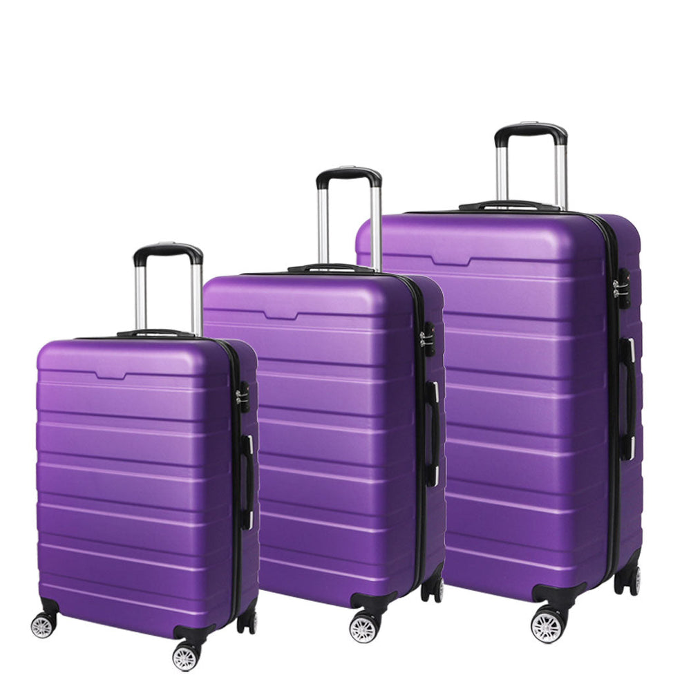 Slimbridge 3PC Luggage sets Suitcase 20&quot; 24&quot; 28&quot; Set Travel TSA Hard Case Purple