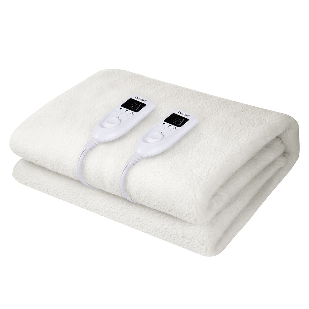 Dreamz 350GSM Electric Blanket Heated Fully Fitted Fleece Pad Washable King