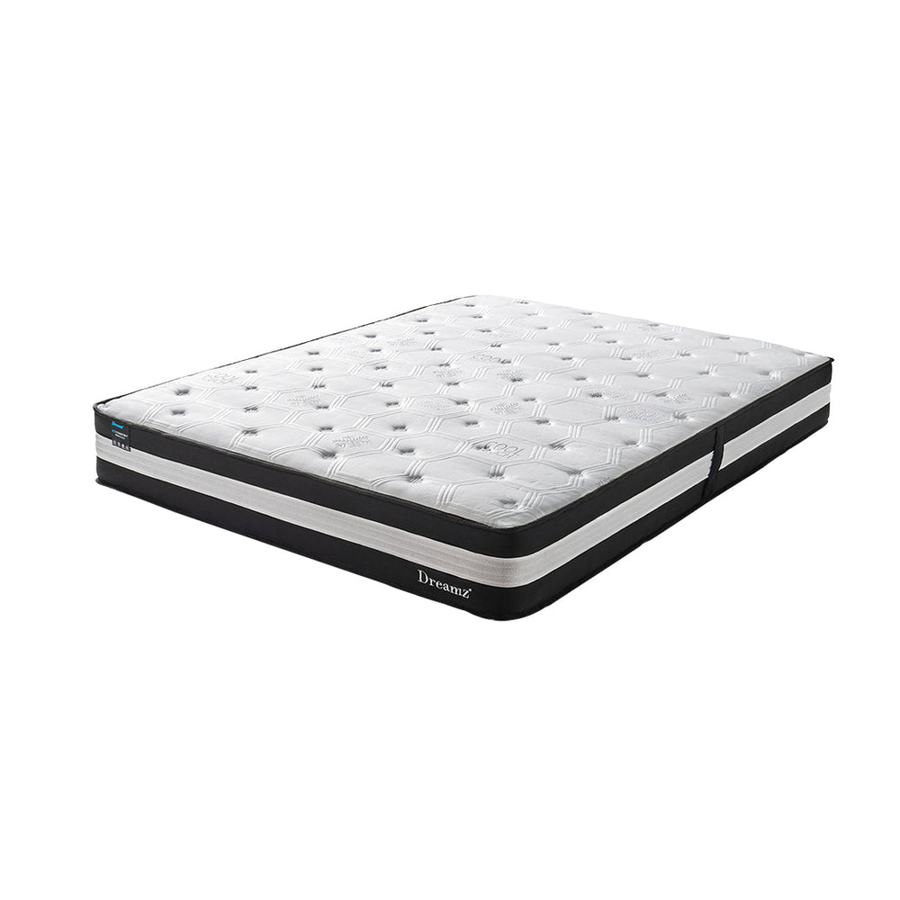 Dreamz Kingsingle Cooling Mattress Pocket Spring Euro Top Bed Foam 5 Zone 25cm