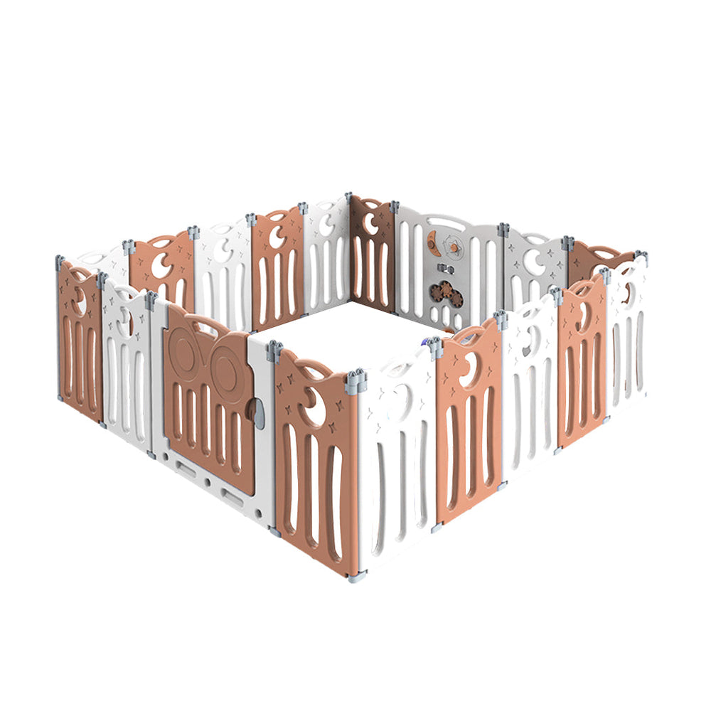 Bopeep Kids Baby Playpen Foldable Child Safety Gate Toddler Fence 18 Panels Pink