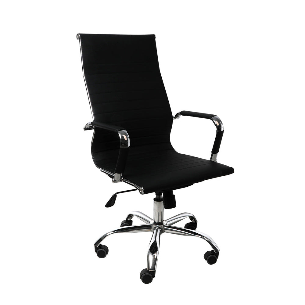 Traderight Group  2x Office Chair Gaming Chairs Executive High-Back Computer PU Leather Seat Black