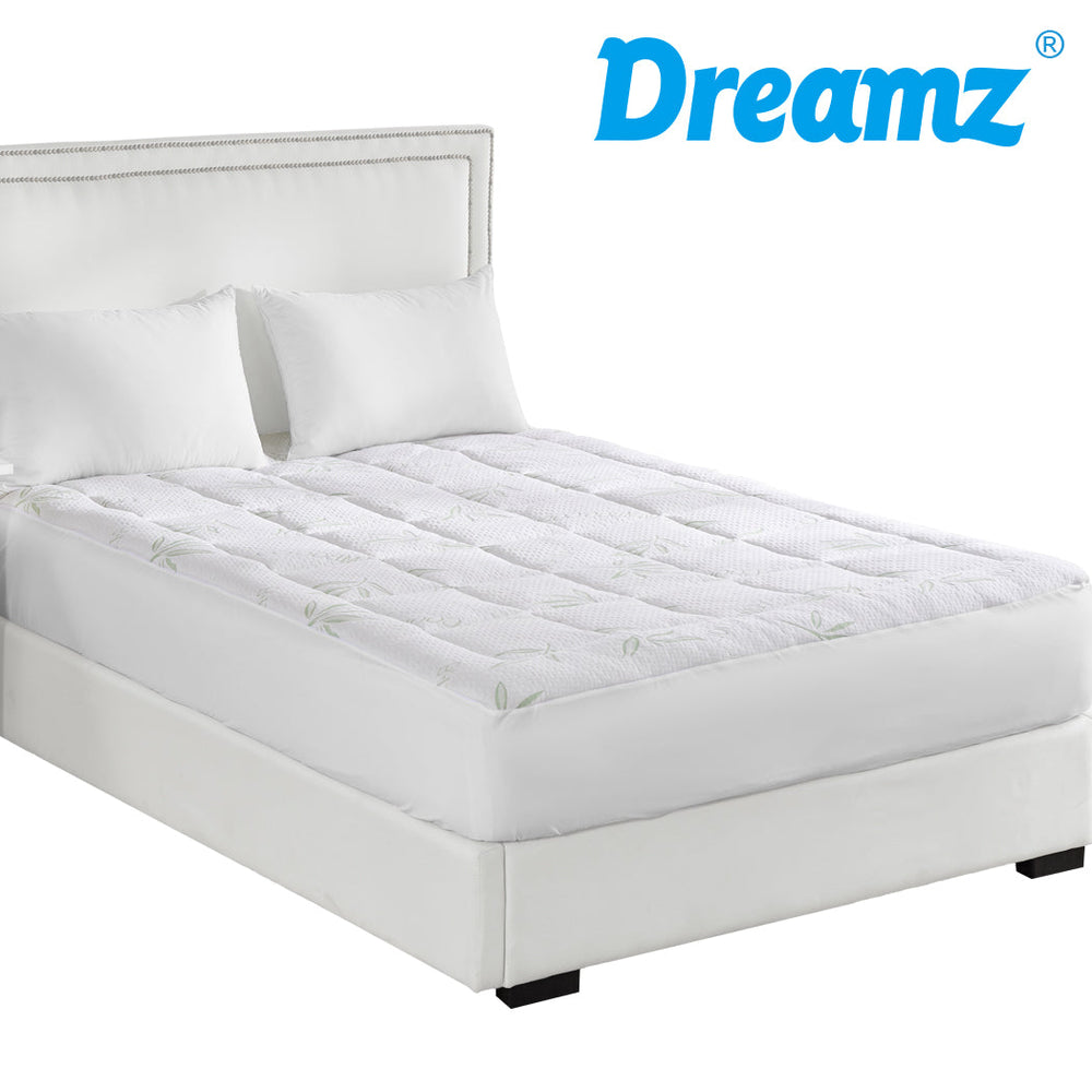 Dreamz Bamboo Pillowtop Mattress Topper Protector Soft Cover Underlay King