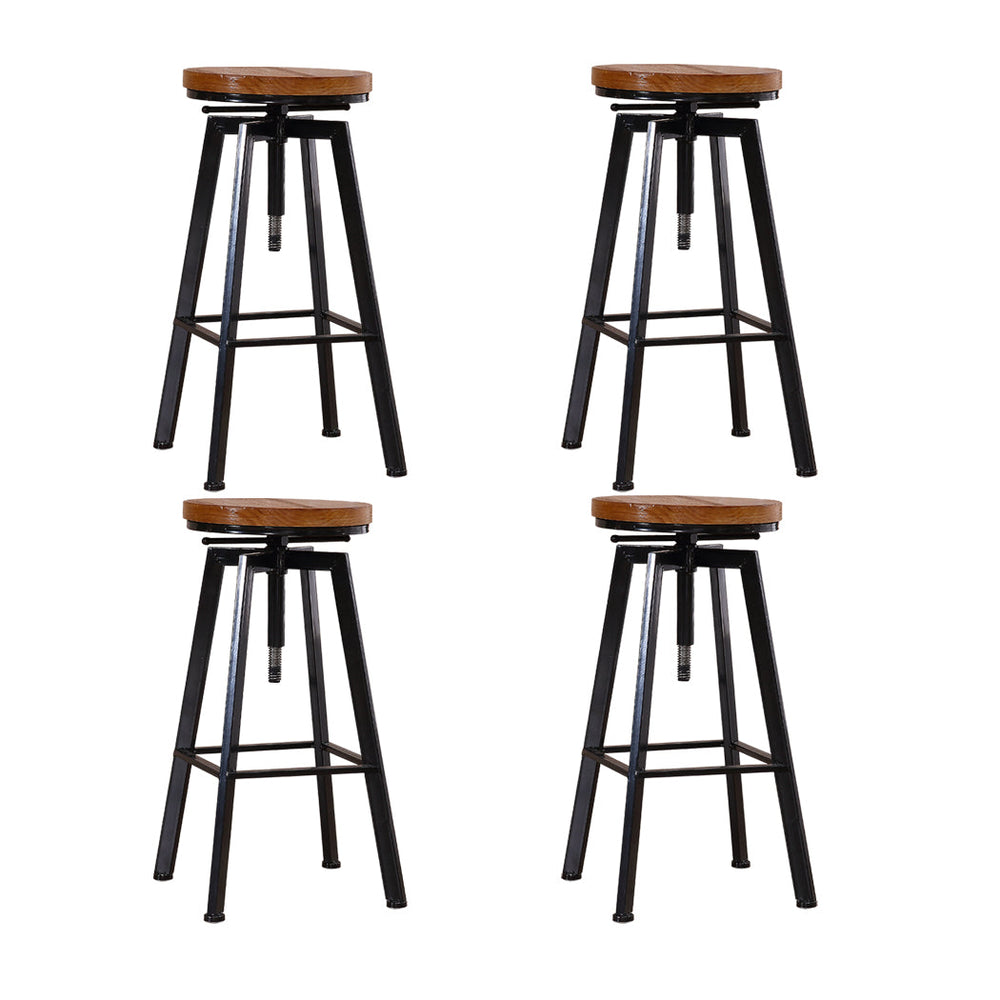 Levede 4x Bar Stools Industrial Kitchen Stool Wooden Barstools Swivel Chairs