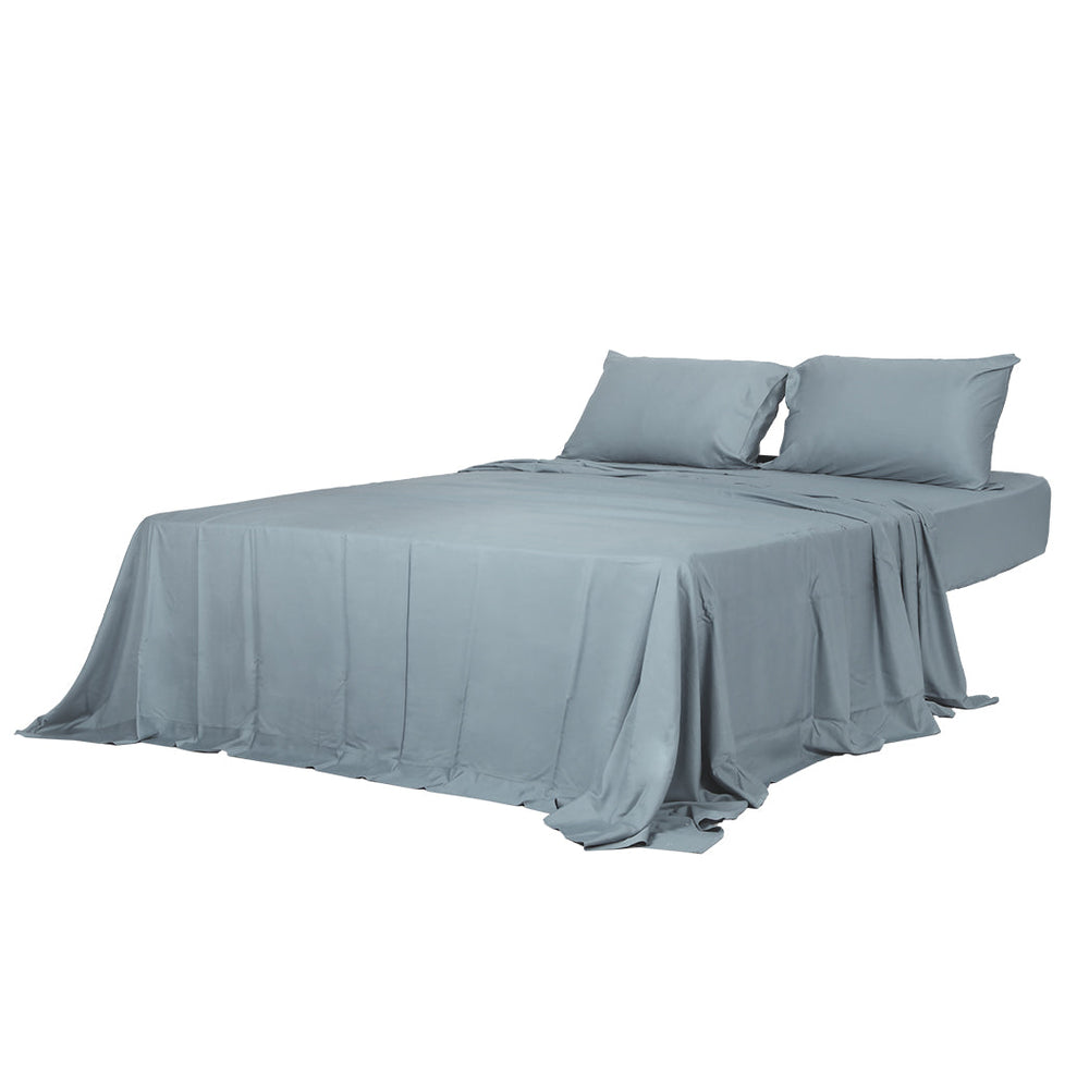 Dreamz Bamboo Sheet Set Fitted Pillowcase King Size Grey 4PCS Set