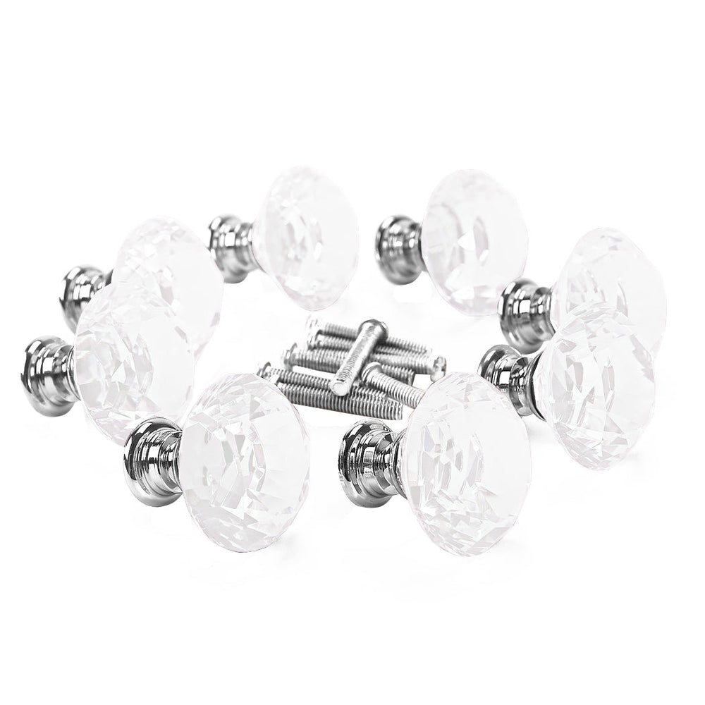 Traderight Group  16 Pcs Clear Crystal Knobs Diamond 40mm Diameter Door Cabinet Handle