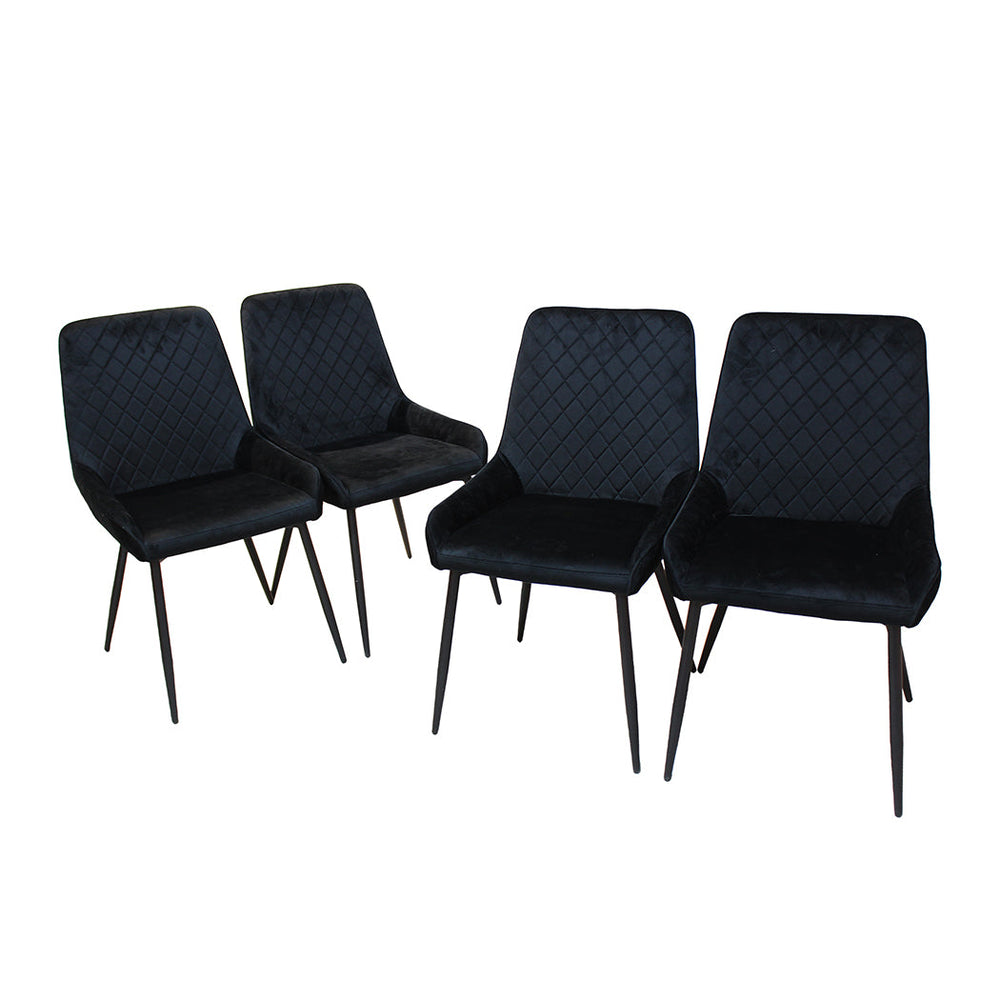Levede 4x Dining Chairs Kitchen Chair Lounge Padded Room Seat Soft Velvet Black