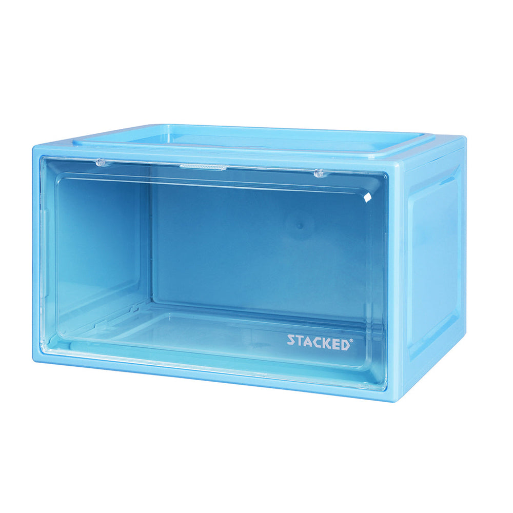 Stacked Sneaker Display Case Shoe Storage Box Clear Magnetic Stackable Blue