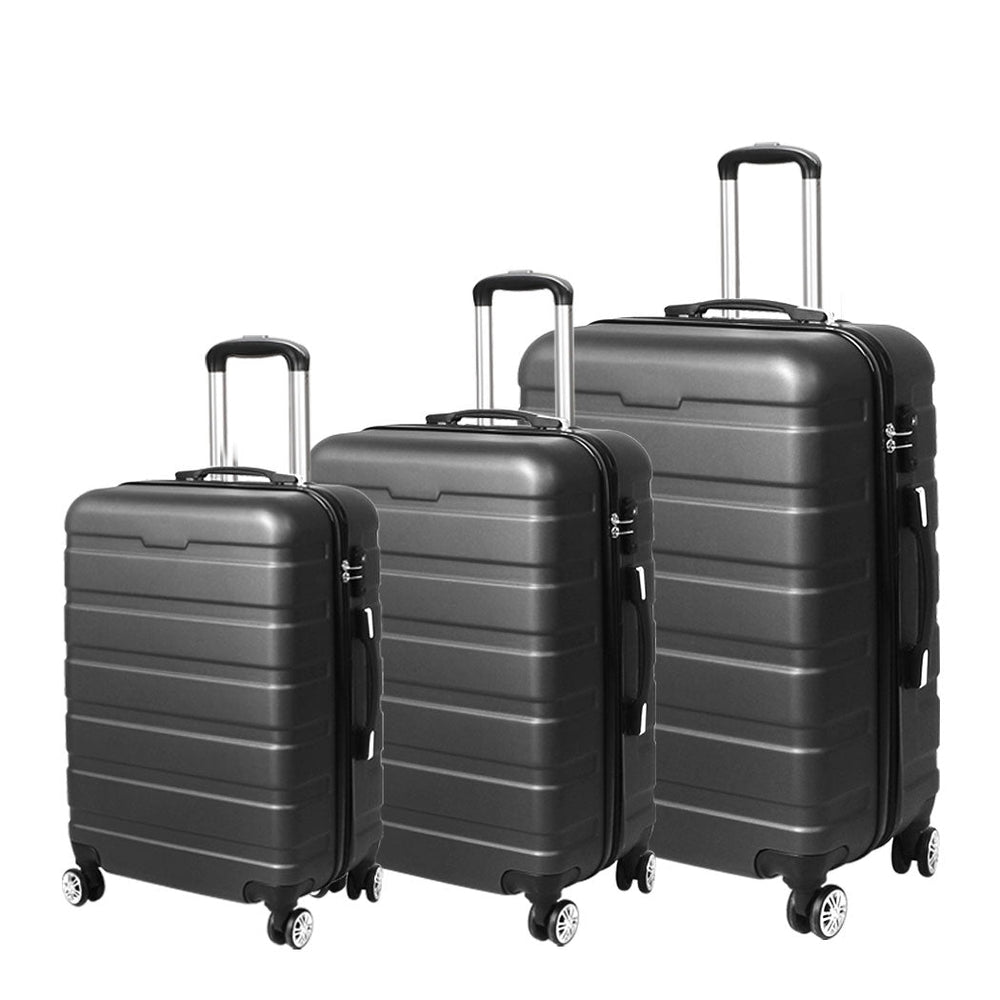 Slimbridge 3PC Luggage sets Suitcase 20&quot; 24&quot; 28&quot; Travel TSA Hard Case Dark Grey