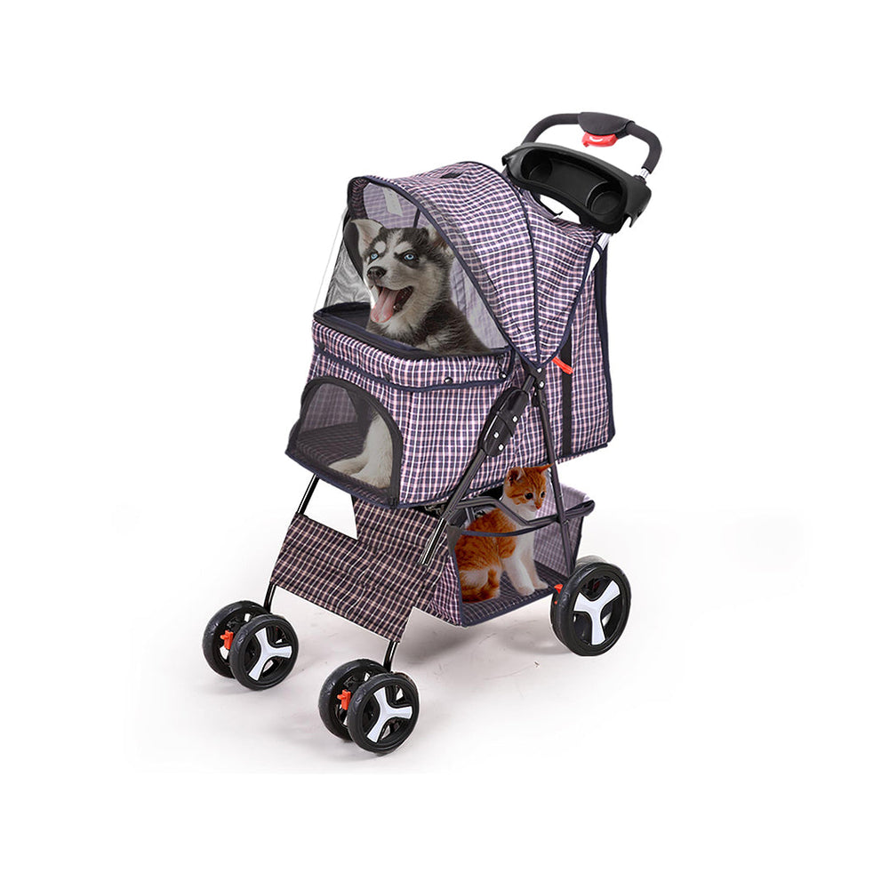 Pawz Large Pet Stroller Dog Cat Carrier Travel Pushchair Foldable Pram 4 Wheels