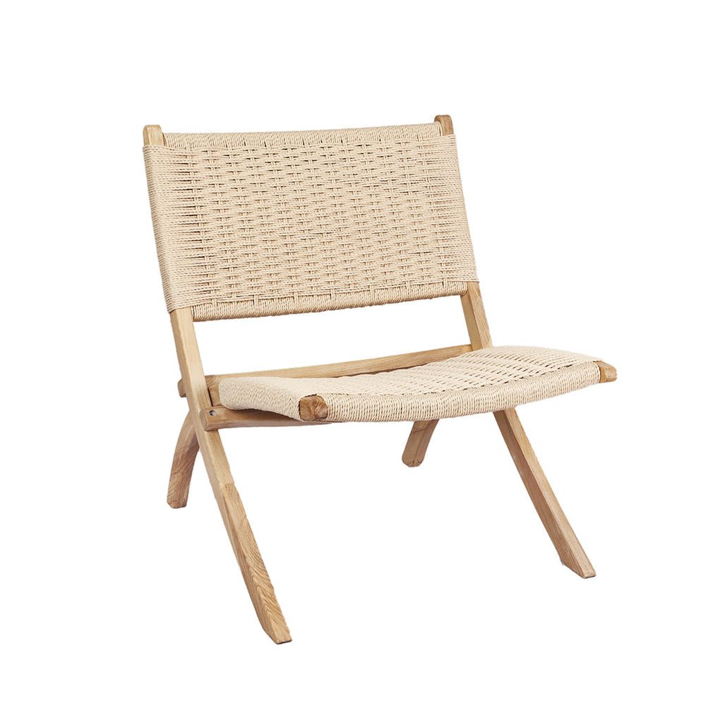 Levede Accent Chair Foldable Recliner Wooden Lounge Lounger Ash Rattan Seat