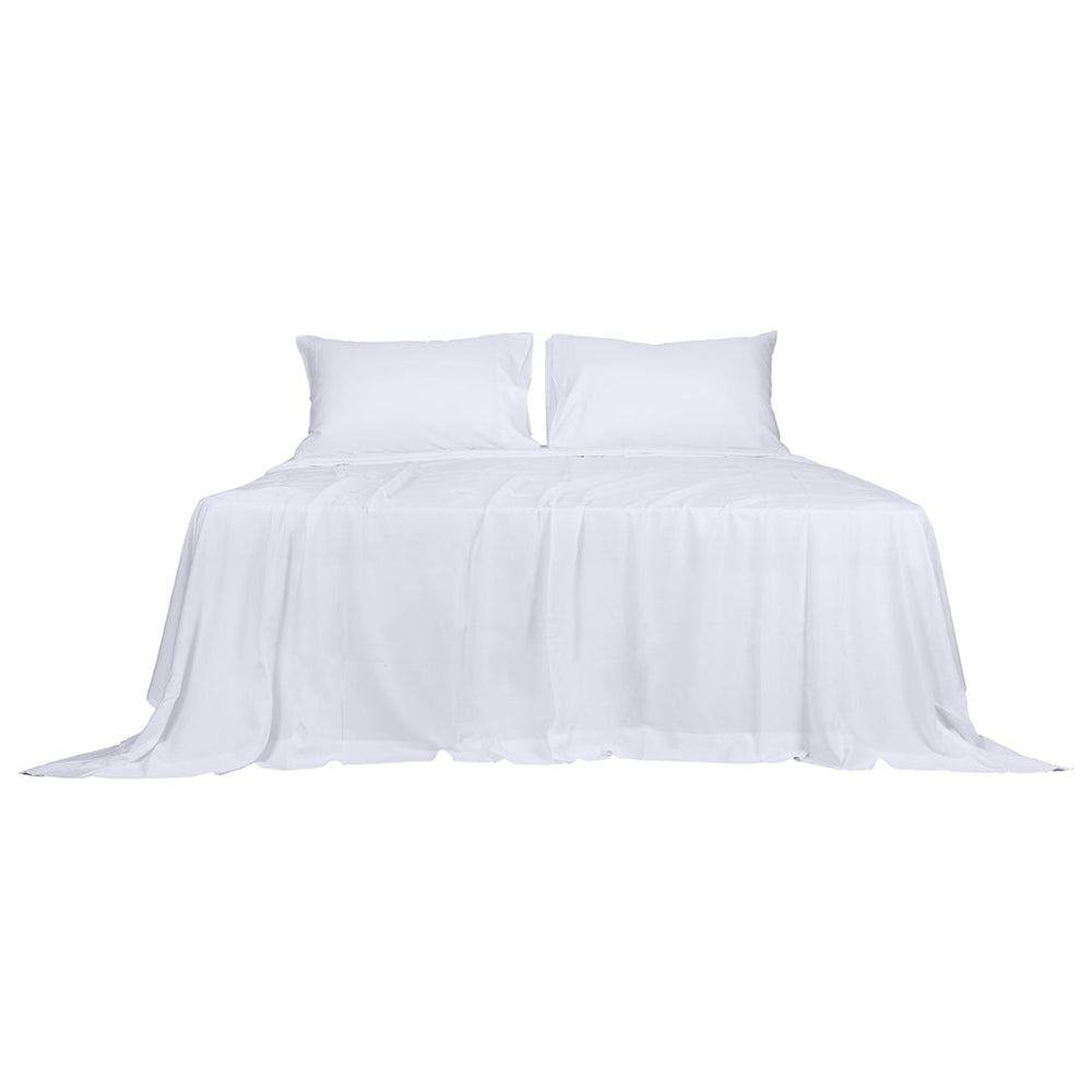 Dreamz Fitted Sheet Set Pillowcase Bamboo Double White Summer 4PCS