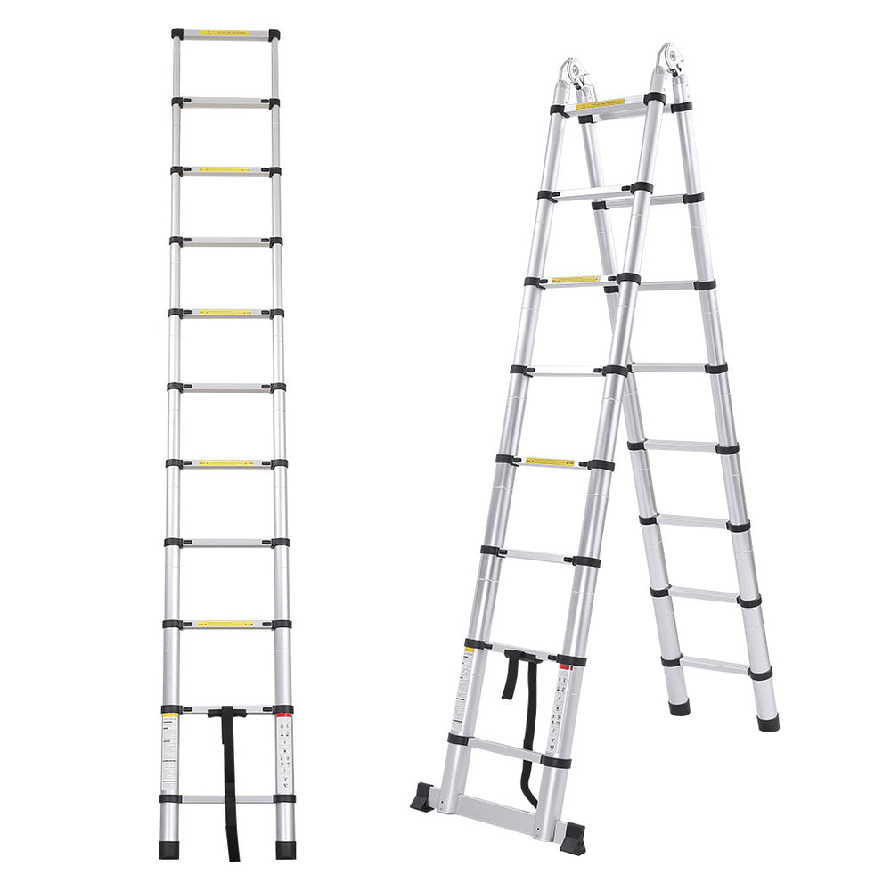 Traderight Multipurpose Ladder Portable Telescopic Extension Step Aluminium 3.8M