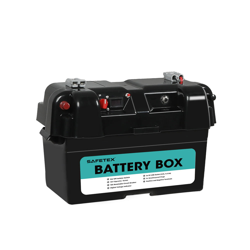 12V 135Ah AGM Battery Outdoor Rv Marine 4WD Deep Cycle &amp; W/ Strap Battery Box