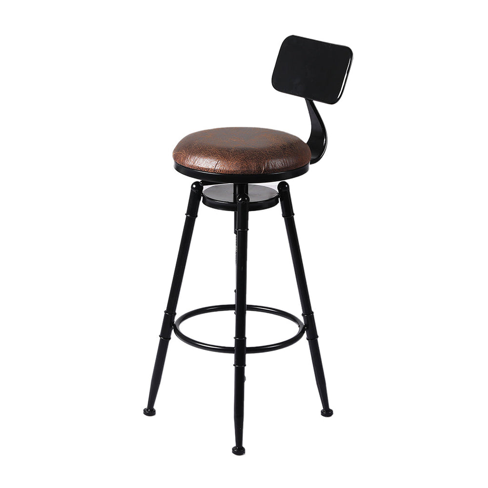 Levede 2x Bar Stool Kitchen Wooden PU Leather Barstools Industrial Swivel Chairs