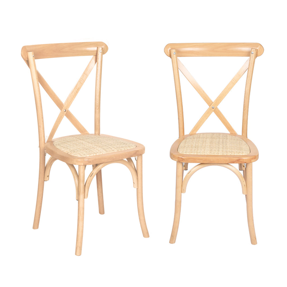 Levede 2X Dining Chairs Cross Back Chair Wood Mid Century Rattan Cane Furniture
