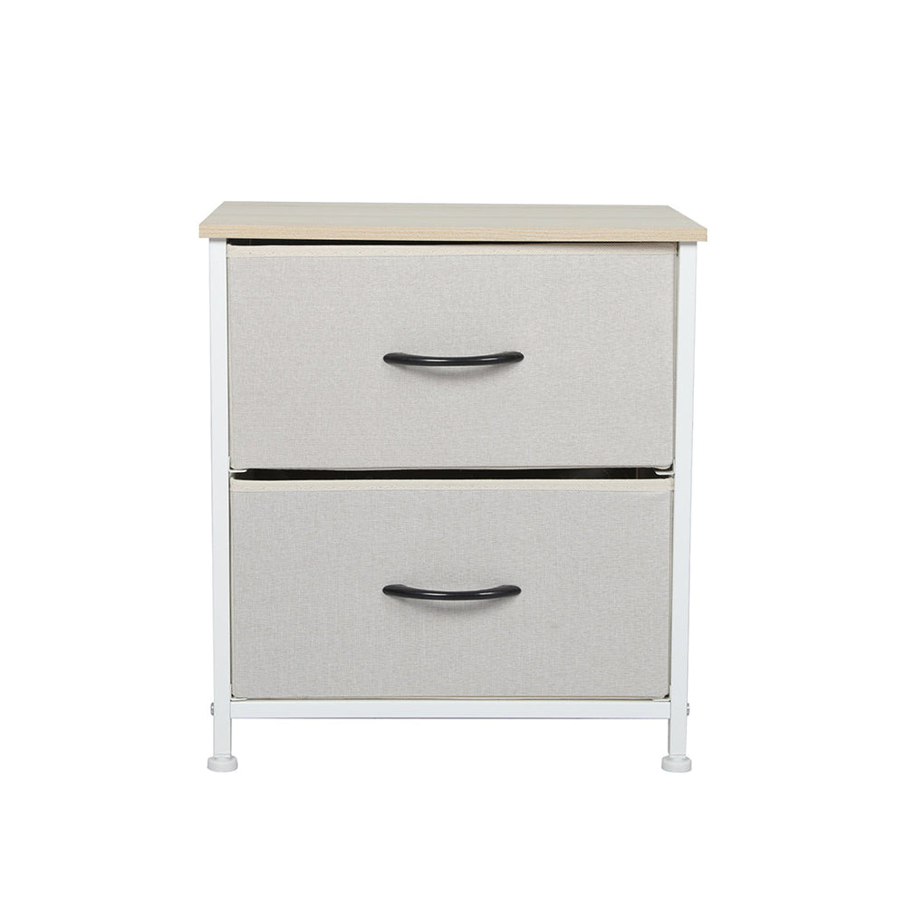 Levede Chest of 2 Drawers Bedside Table Storage Cabinet Tower Dresser Beige