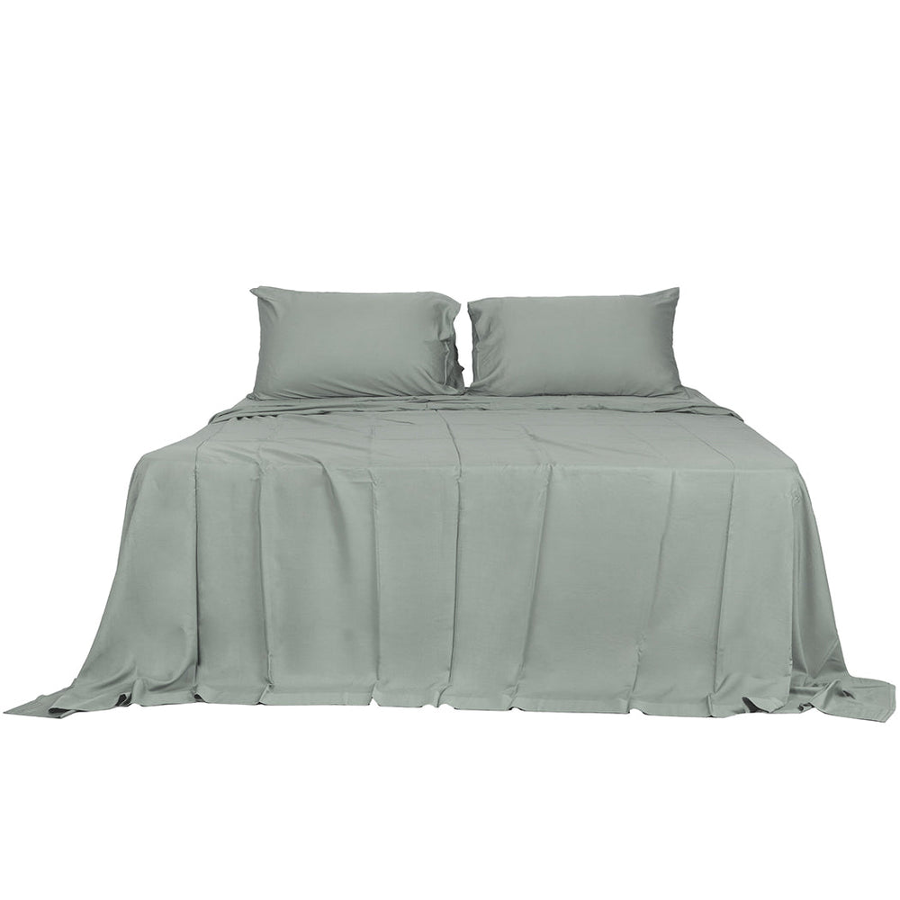 Dreamz Fitted Sheet Set Pillowcase Bamboo Double Grey Summer 4PCS