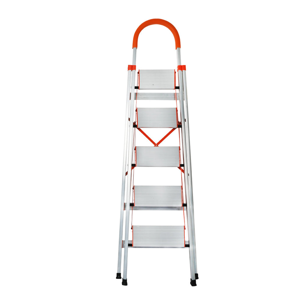 Traderight 5 Step Ladder Folding Aluminium Portable Multi Purpose Household Tool