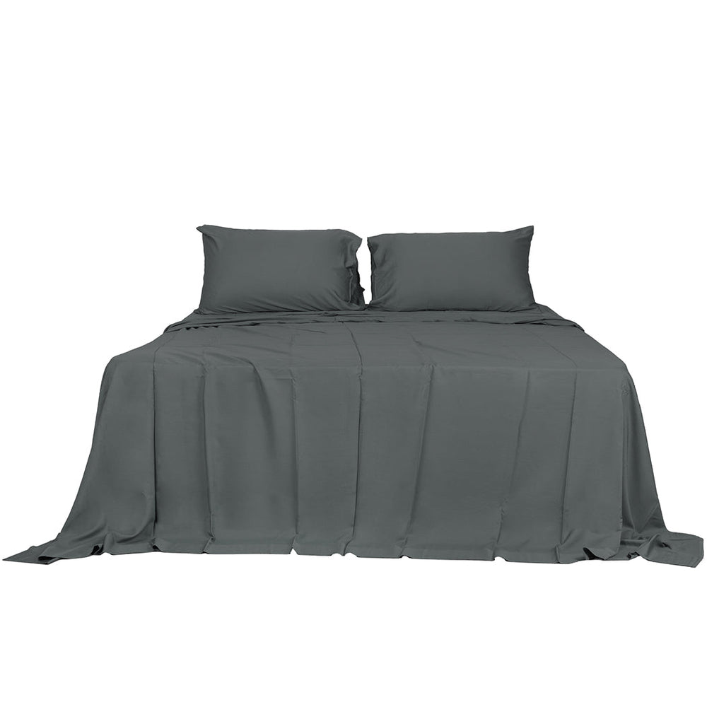 Dreamz Fitted Sheet Set Pillowcase Bamboo King Charcoal Summer 4PCS