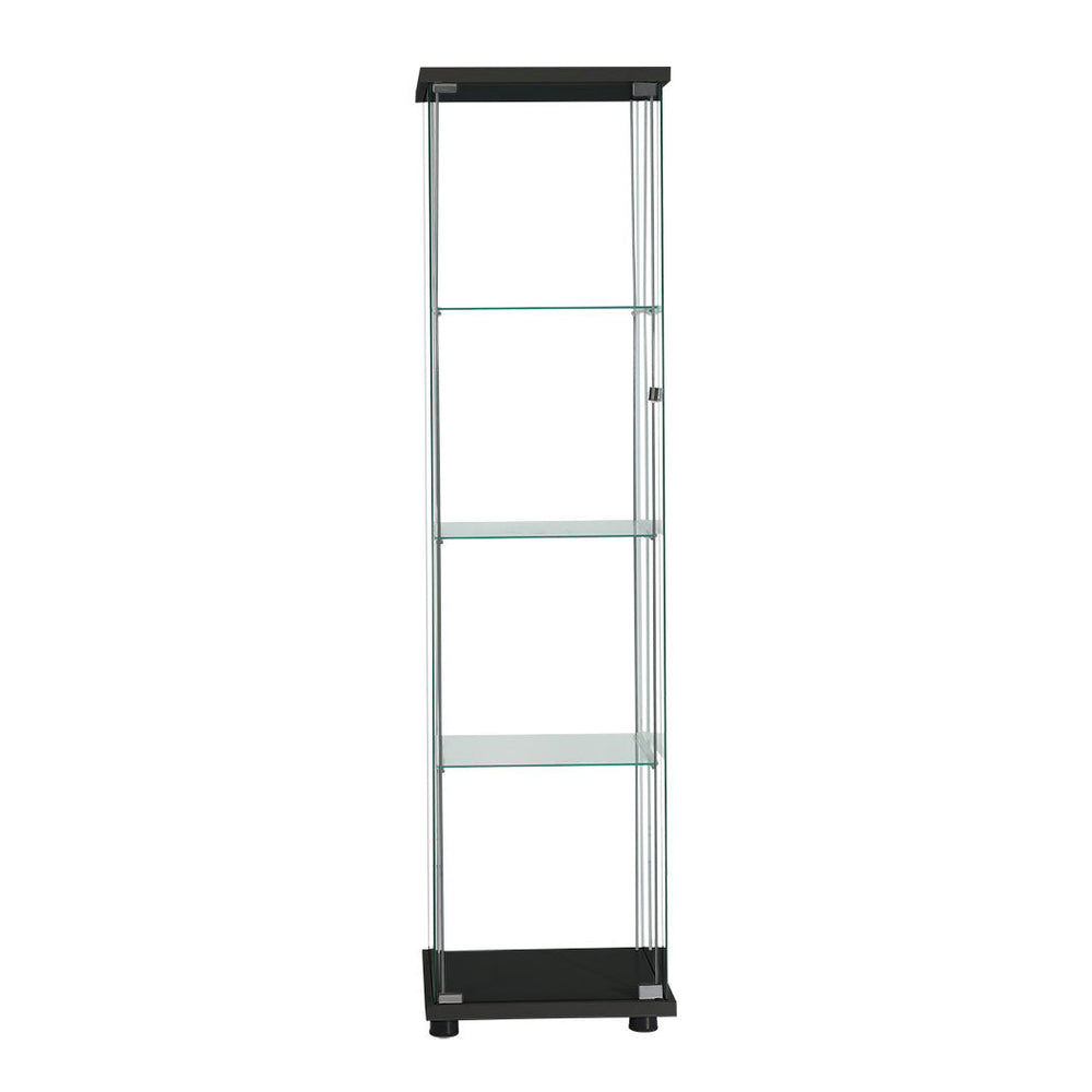 Stacked Display Storage Cabinet Glass 164cm Tall with 4 Tier Shelves Floor Black