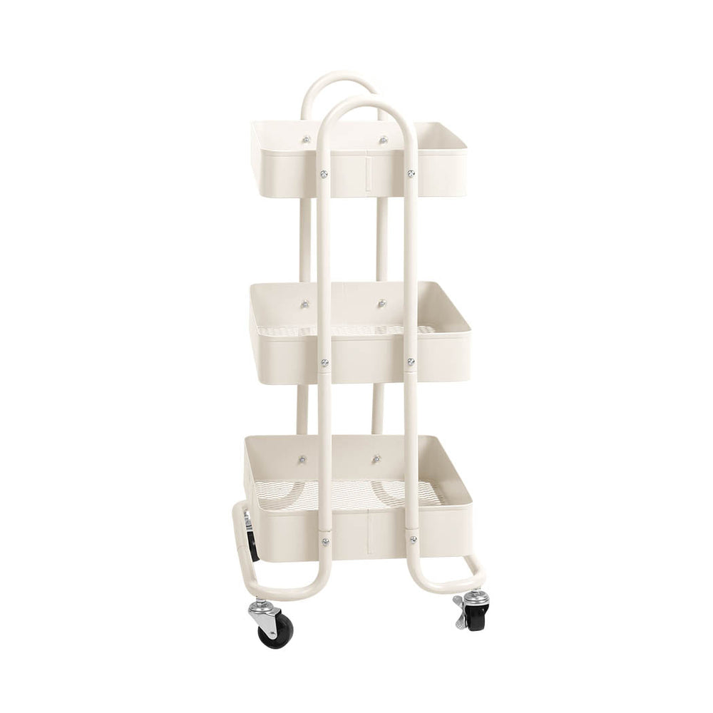 Levede 3 Tiers Kitchen Trolley Cart Steel Storage Rack Shelf Organiser White