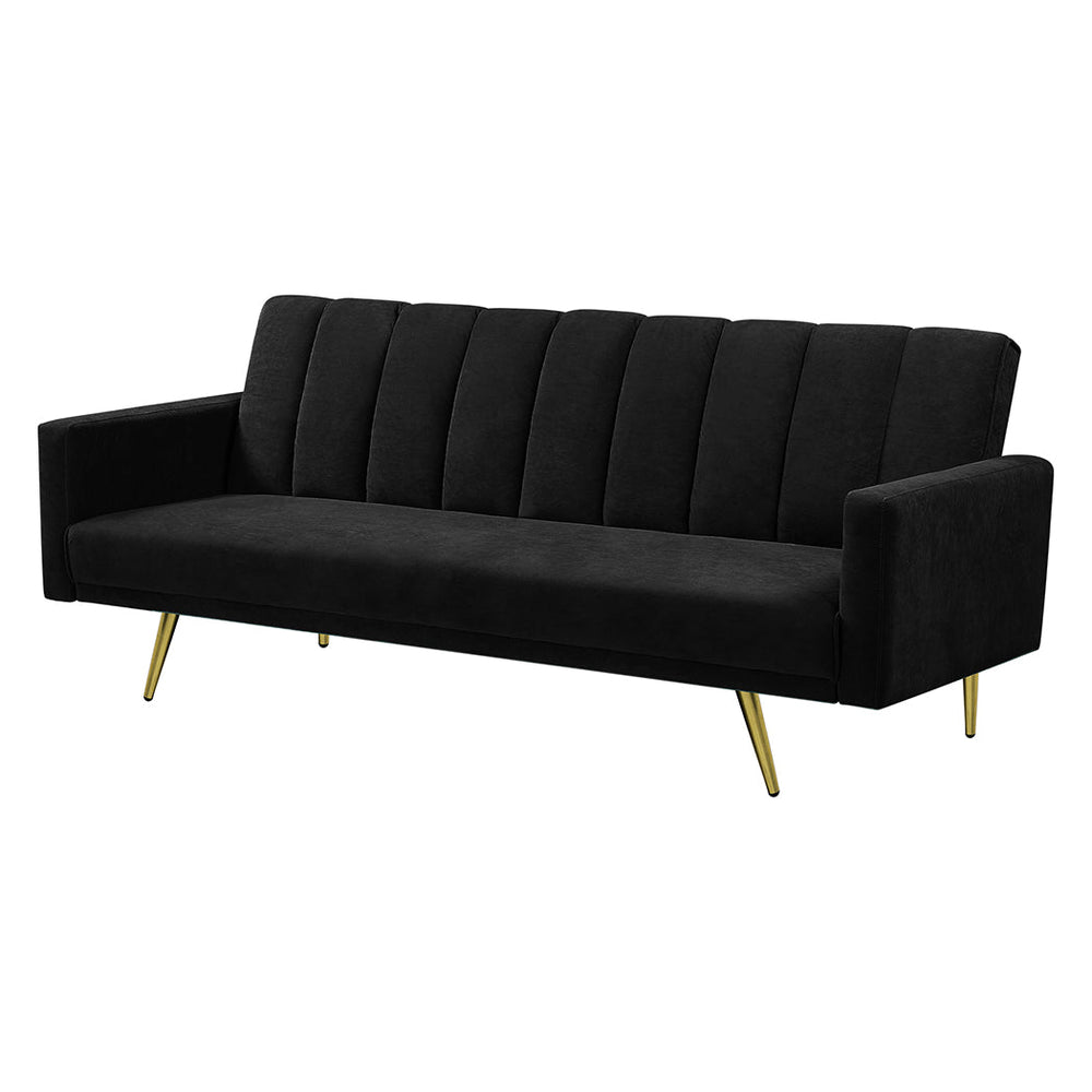 Levede Sofa Bed Convertible Velvet Lounge Recliner Couch Sleeper 3 Seater Black
